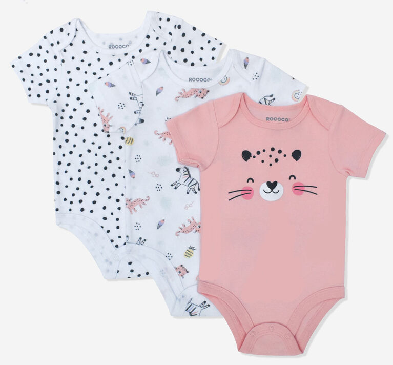 Rococo 3 Pack Bodysuit Set Pink 12-18M