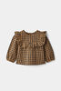 RISE Little Earthling Ruffle Woven Top Brown