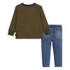 Levis Poster Logo Ringer & Denim Set - Denim Olive - Size 4T