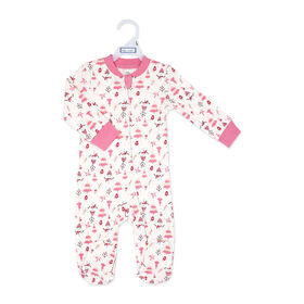 Baby Mode Grenouillère de Noël zippée en coton : Bonhomme de neige rose 0-3M