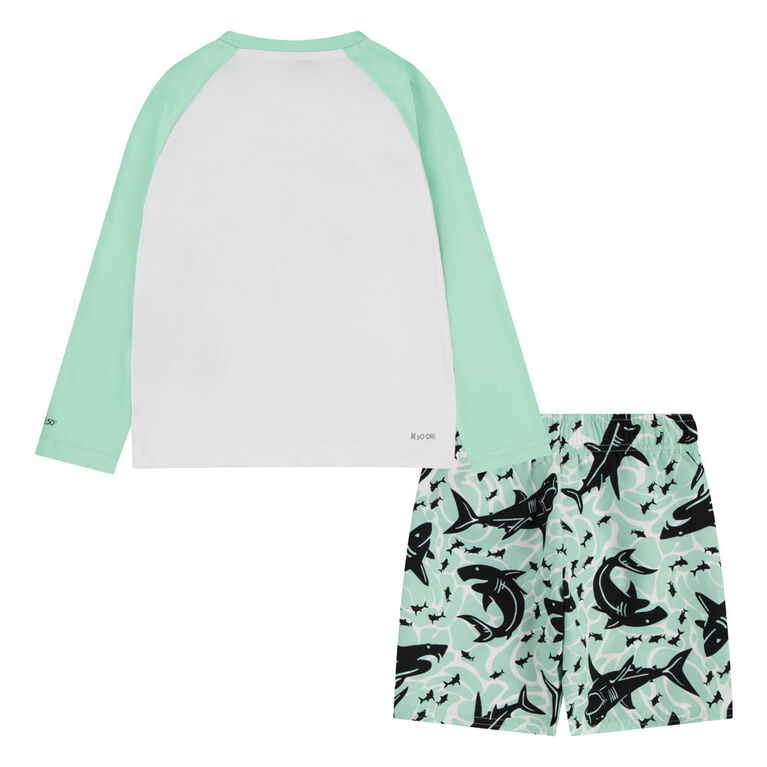 Hurley UPF 50+ Shark Frenzy Raglan Swim Set - Green - Size - 24M