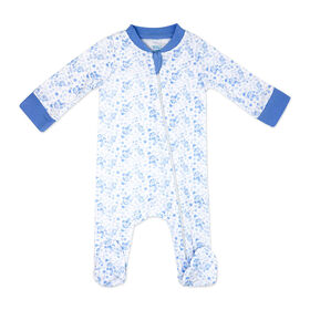 Baby Mode Interlock Coverall: Blue Floral 24M