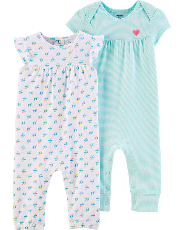 Carter's 2-Pack Jumpsuits - Mint, 12 Months