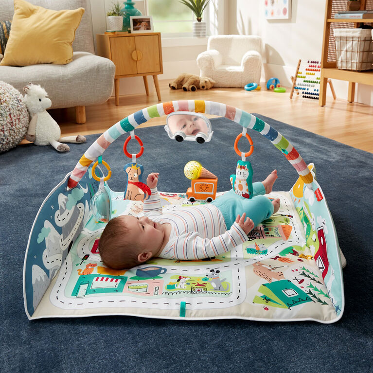 Fisher-Price - Portique et Tapis de jeu géant Ville d'activités