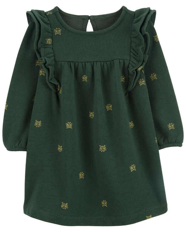 Carter's Butterfly Fleece Dress Green  6M