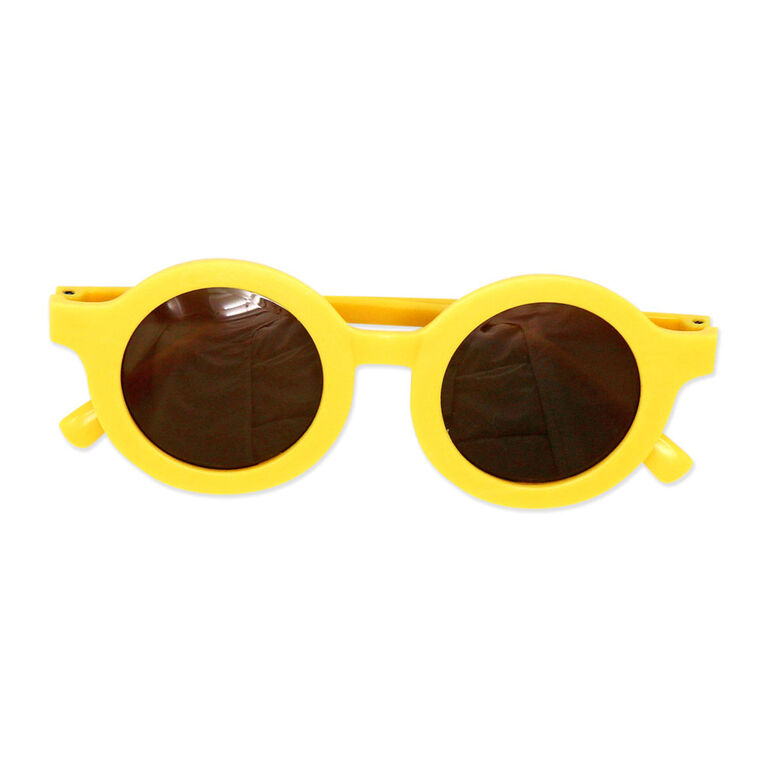 Mini Hop Rib Romper with Sunglasses:Yellow Zoo Animals