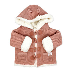 Rock a Bye Baby Cardigan en tricot véritable avec doublure en sherpa : rose, 6-12M