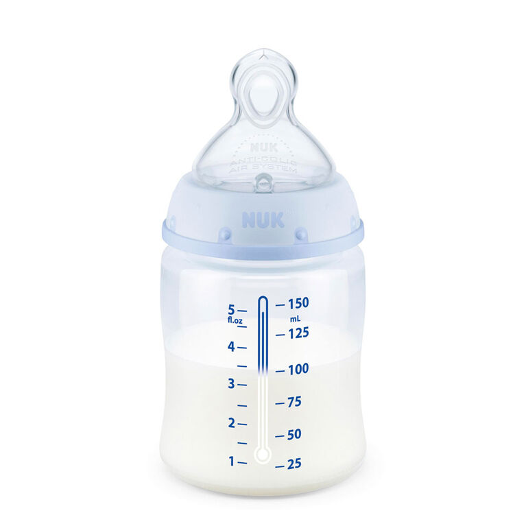 Bouteille anti-colique NUK Smooth Flow, 5 oz, paquet de 3, 0 mois et plus, Bleu - L'assortiment peut varier