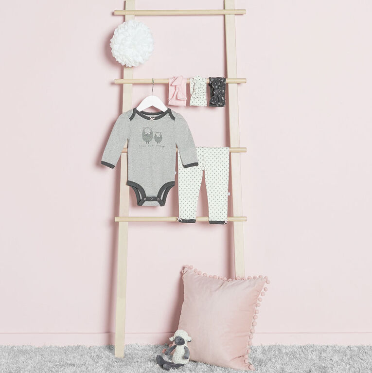 Lot de deux pièces : pantalon et maillot biologiques Onesies à manches longues pour nouveau-né fille – Petit Agneau 12 months