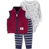 Ensemble 3 pièces gilet de sport Carter's - bourgogne, nouveau-né.