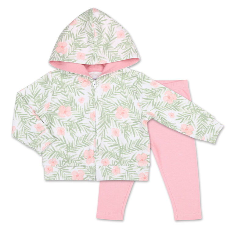 Koala Baby Tropical Girl Floral Hoodie/Legging 2 Piece Set, 0-3 Months