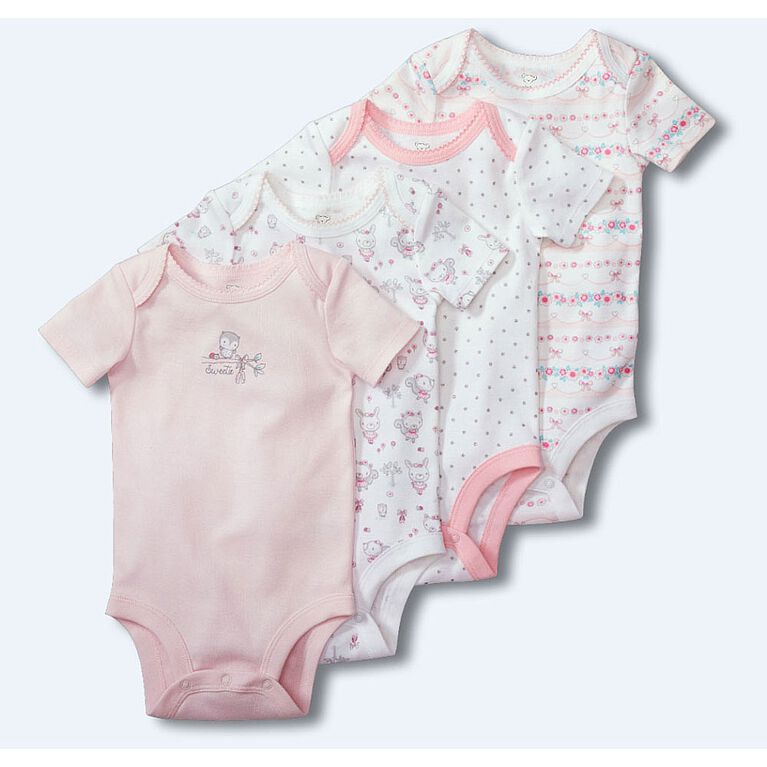 Koala Baby 4-Pack Bodysuits - Pink, 0-3 Months