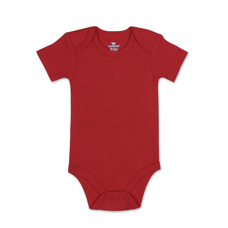 Koala Baby 4Pk Short Sleeved Solid Bodysuits, Red/Navy/Heather Grey/White, 9 Month
