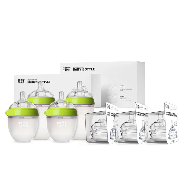Comotomo Baby Bottle Bundle Green