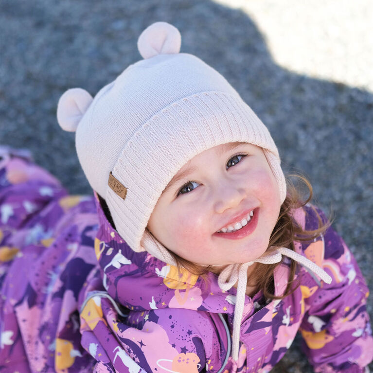 Chapeaux Tricot&eacute;s Ours pour Enfants | Rose Clair - G (2-5A)