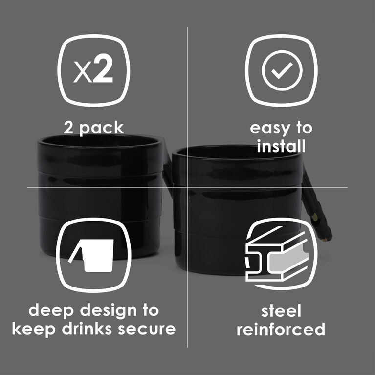 Diono Car Seat Cup Holders for Radian, Everett and Rainier Car Seats, Pack of 2 Cup Holders, Black