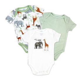 Baby Mode 3 Pack Bodysuit: Green Safari 6-9M