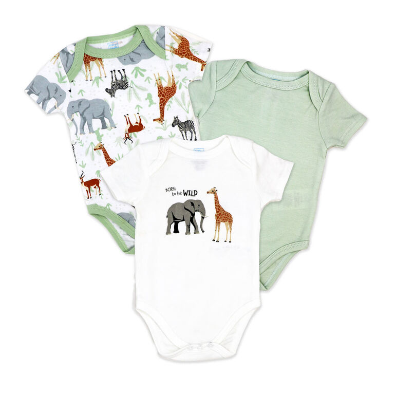 Baby Mode 3 Pack Bodysuit: Green Safari 6-9M