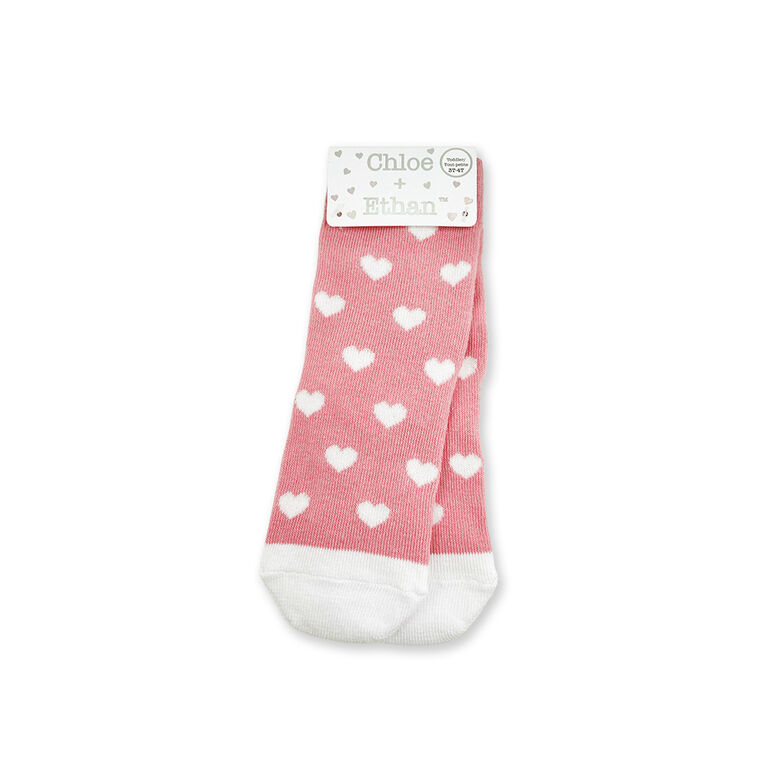 Chloe + Ethan - Chaussettes pour Petites, Cœurs Blancs, 4T-5T