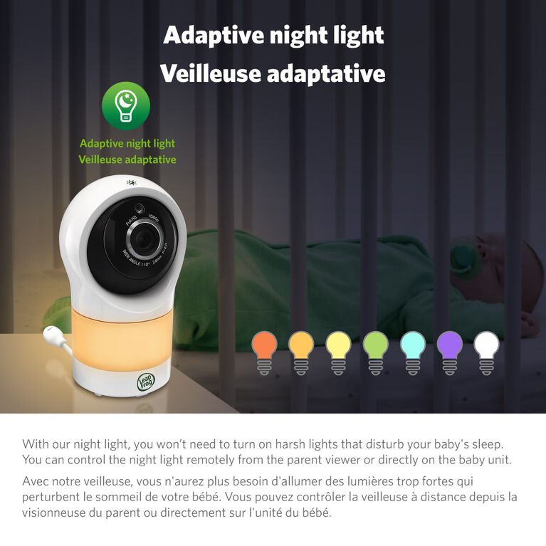 LeapFrog LF1911 1080p WiFi Remote Access 360 Degree Pan and Tilt Camera, Video Baby Monitor Night Light, Color Night Vision, (White)