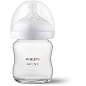 Philips Avent Glass Natural Baby Bottle With Natural Response Nipple, 4oz, 1pk, SCY910/01