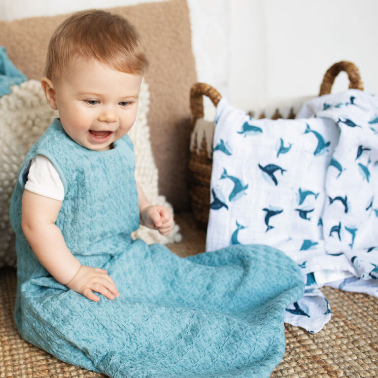Cotton Muslin Swaddle/ Sea