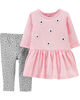 Carter’s 2-Piece Floral Jersey Dress & Legging Set - Pink/Grey, 9 Months