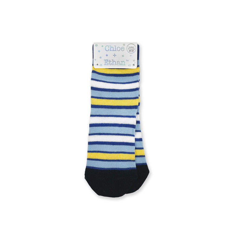 Chloe + Ethan - Toddler Socks, Royal Blue Multi Stripe, 3T-4T