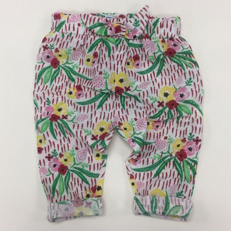 Coyote and Co. All over floral pull on pant with bow detail - size 9-12 months