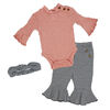 Baby Mode  3 Piece Ponte Pant Set: Pink Houndstooth