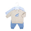 Baby Mode 3 Piece Fleece Jogger Set:Blue Dinosaur 6M