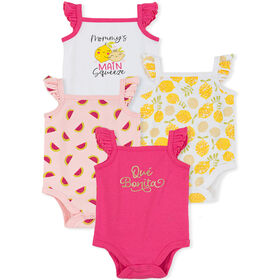 Koala Baby 4 Pack Sleevless Bodysuit, Azalea Pink