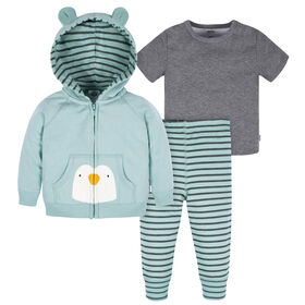 Gerber Childrenswear - Ensemble 3 pi&egrave;ces sweat &agrave; capuche, haut + pantalon - Pingouin