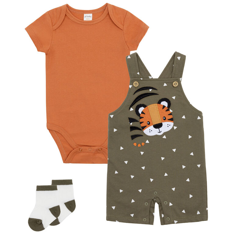 Pl Baby-Baby Overall Short Set Knit Olive 6 Months