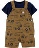 Carter's 2-Piece Tee & Truck Shortall Set - Brown/Navy, 12 Months