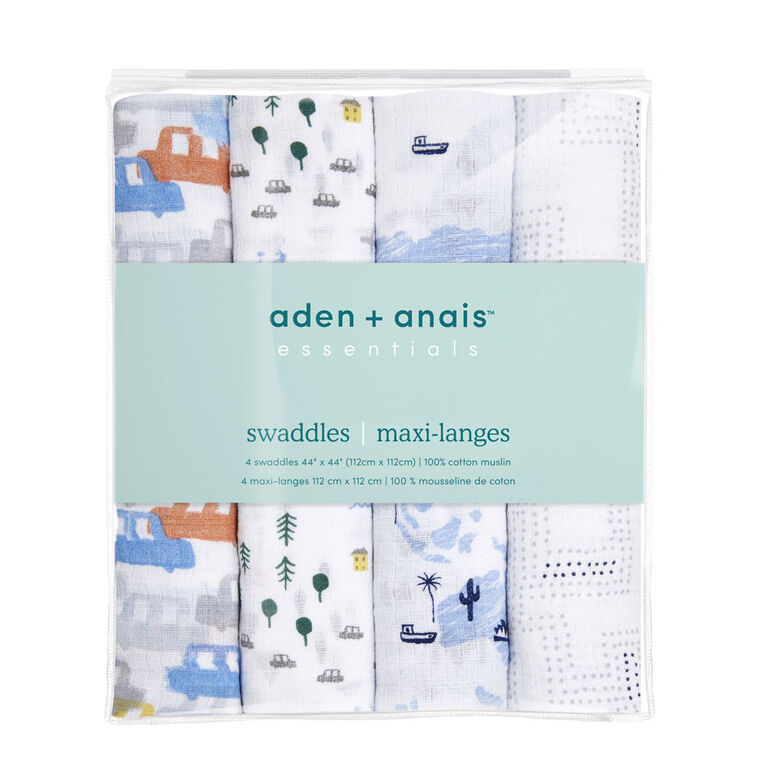 Languettes En Mousseline De Coton Aden + Anais Essentials Little Big World, Lot De 4