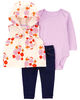 Carter's Three Piece Floral Little Vest Set Ivory 24M