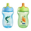 Tommee Tippee Sporty Spout Water Bottle, 10oz, Non-Spill Toddler Sippy Cups for 12 Months+ with Bite-Resistant Spout, Easy-Hold and BPA Free, Assorted Colors, 2 count
