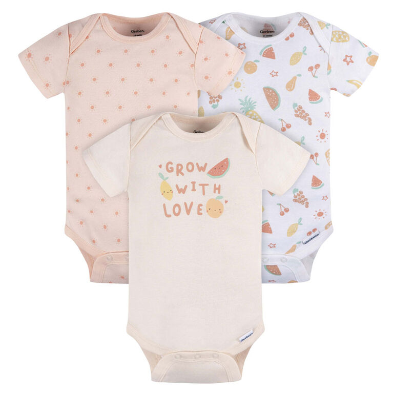 Gerber Childrenswear    Lot de 3 body manches courtes Rose Clair  Nouveau-Né