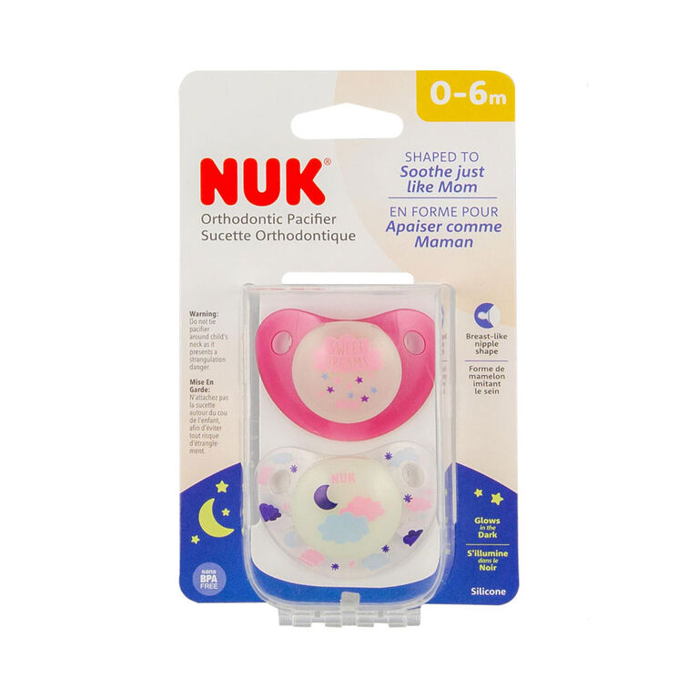 NUK Cute-as-a-Button Pacifiers, 0-6 Months, 2 Pack