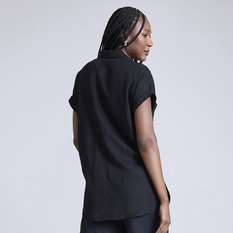 Motherhood Short Sleeve Woven Camp Shirt