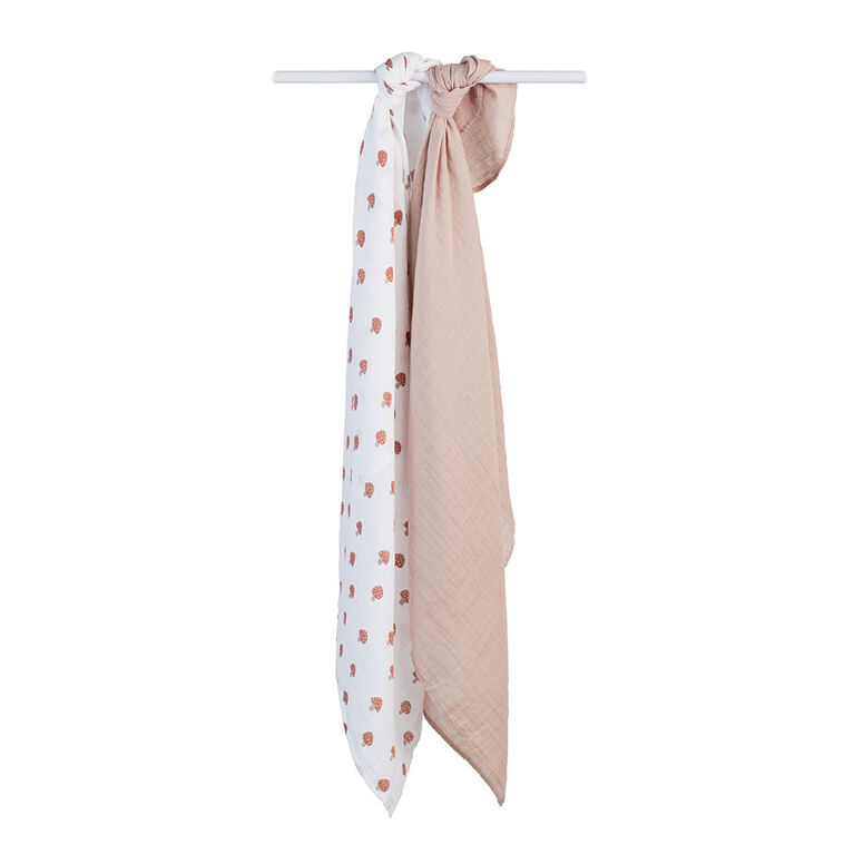 Lulujo - Cotton Muslin Swaddles 2 Pack - Mushroom + Sand