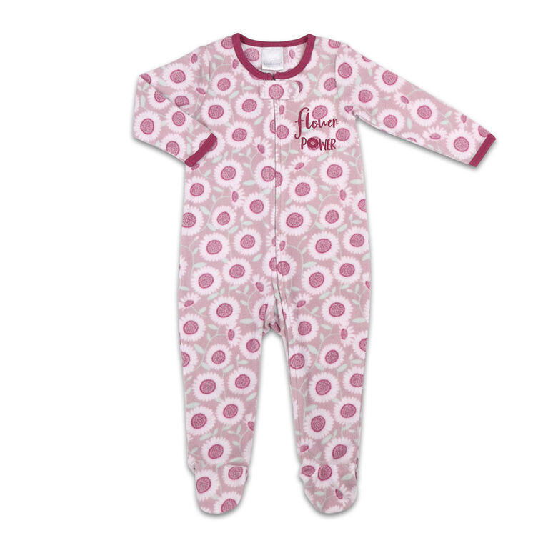  Koala Baby Microfleece Sleeper Pink Daisy Print - Flower Power, 6-9 Month