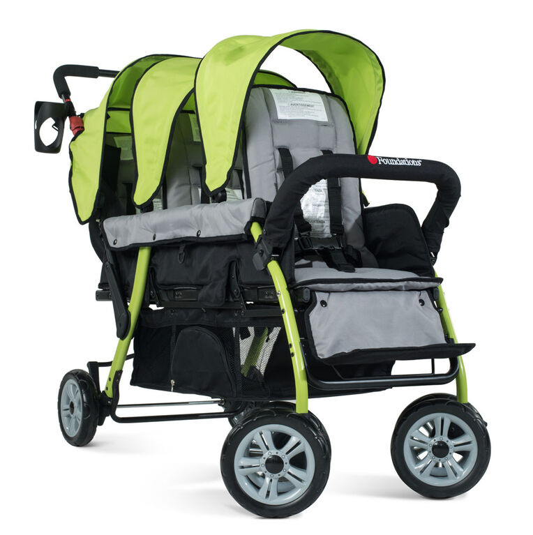 Foundations Splash of Colour Trio Sport 3 Passenger Stroller - Lime