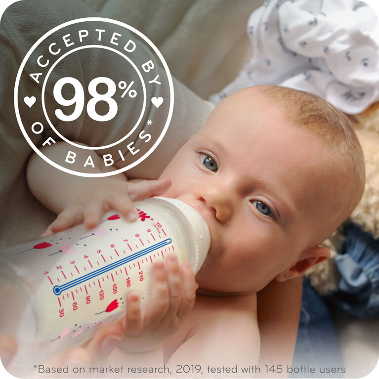 NUK Smooth Flow Anti-Colic Bottle, 5 oz, 3 Pack, 0+ Months, Pink - Assortment May Vary