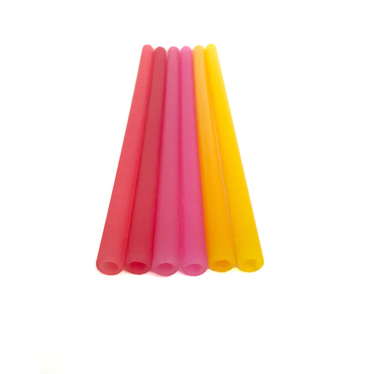 Silikids Reusable Silicone Straws, Multicolored - 6 pack