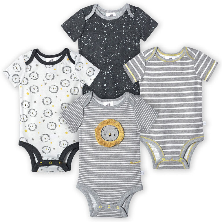 Just Born Baby Boys 4 Pack Organic Short Sleeve Onesies Bodysuits