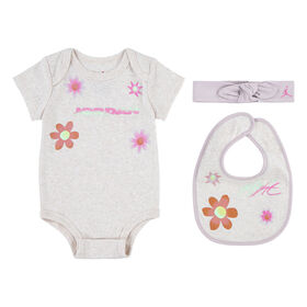 Jordan Girls 3 Piece Box Set - Sail Heather - Size 0-6 Months