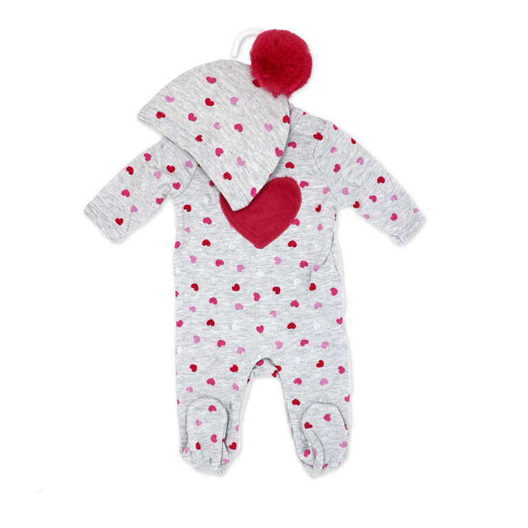 Sterling Baby 2 Piece Footie Set: Pink Heart  6M