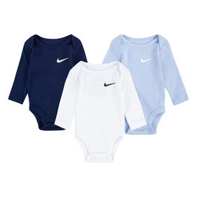 Nike 3 Pack Long Sleeve Bodysuit - Midnight Navy - 9 Months